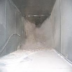 Dirty Metal HVAC Ducts With Obstruction