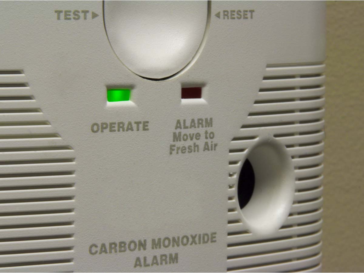 Closeup of a carbon monoxide detector